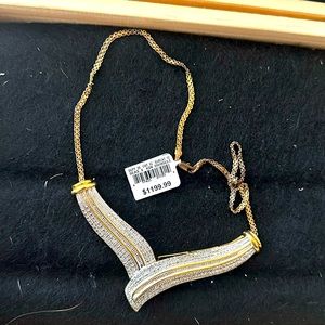 2.00 CTW fashion necklace, gold over brass